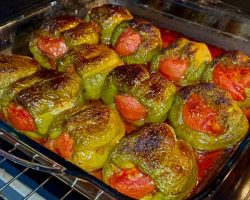 TENCERE DOLMASINDAN ÇOK DAHA LEZZETLİ💯FIRINDA BİBER DOLMASI TARİFİ